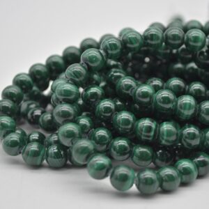 Malachite Gemstone Beads - 8mm Round - Large Hole (2mm) Gemstone Round Beads For Jewellery Making - 15" Strand