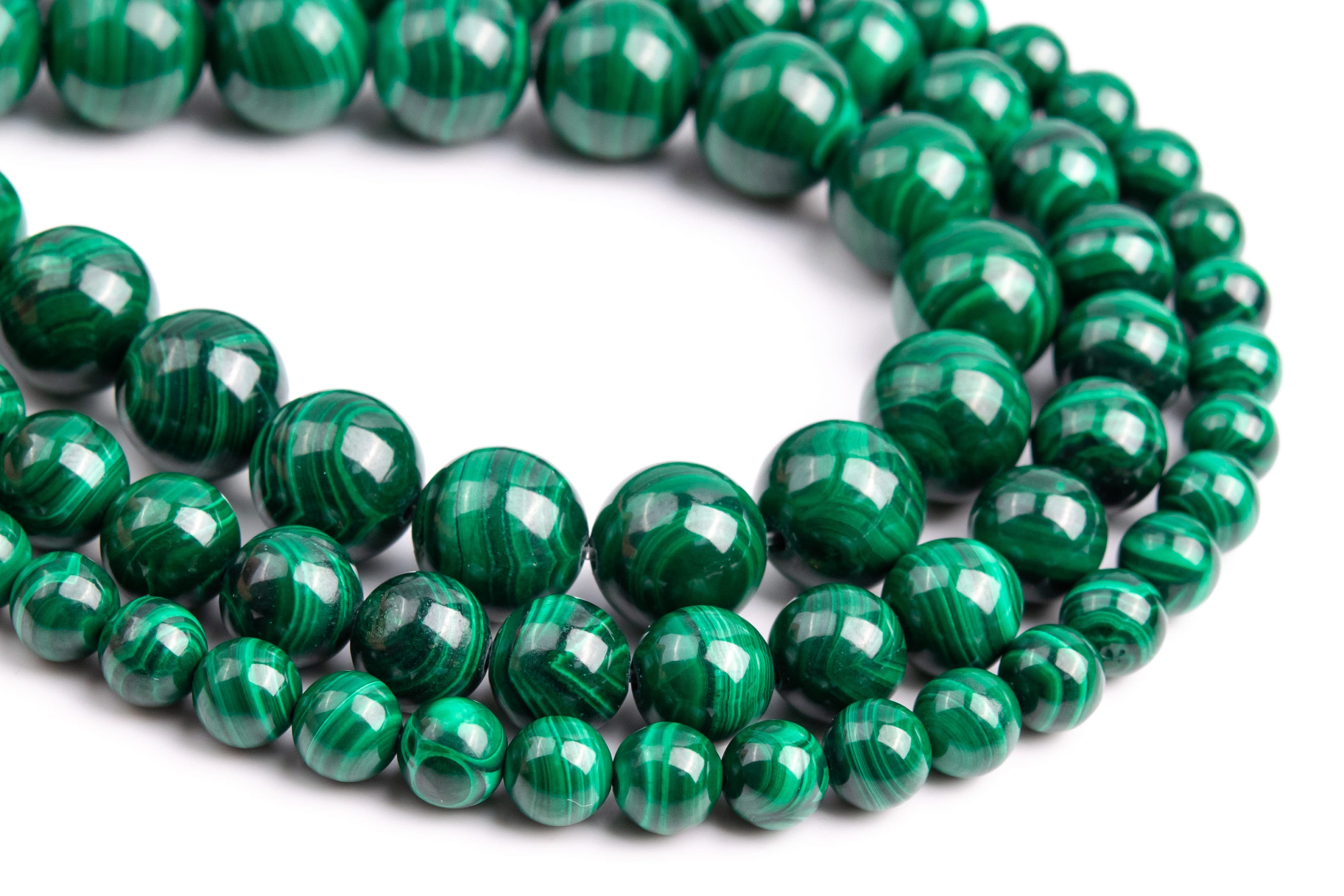 Genuine Natural Deep Green Malachite Loose Beads Grade Aa Round Shape 6mm 8mm 10mm