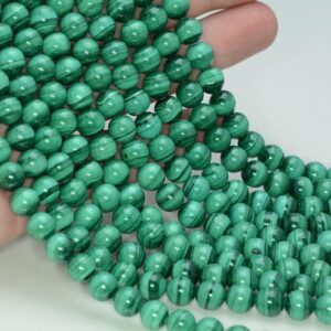 Genuine Natural Malachite Gemstone Grade Aaa Light Green Smooth 6mm 8mm Round Loose Beads (141)