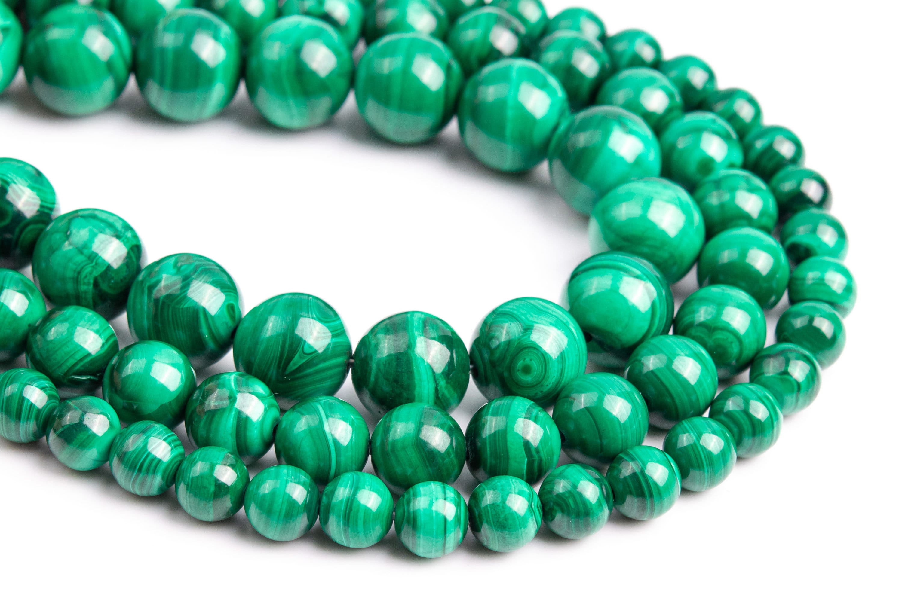 Genuine Natural Green Malachite Loose Beads Grade Aa Round Shape 6mm 8mm 10mm