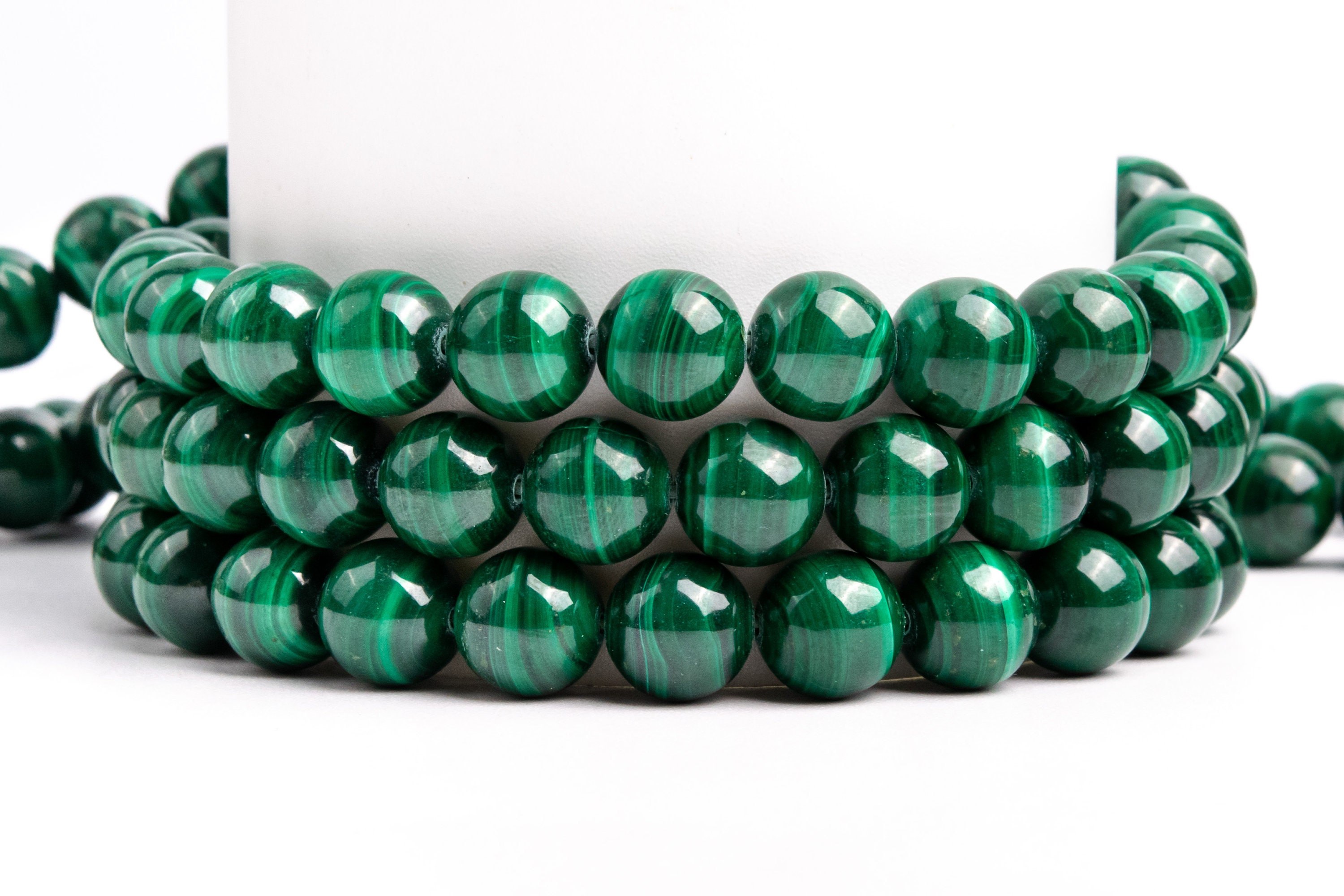 Natural Deep Green Malachite Gemstone Grade Aa Round 4mm 5mm 6mm 8mm 10mm Loose Beads