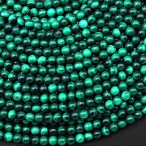 Natural Green Malachite 2mm 3mm 4mm Smooth Round Beads 15.5" Strand