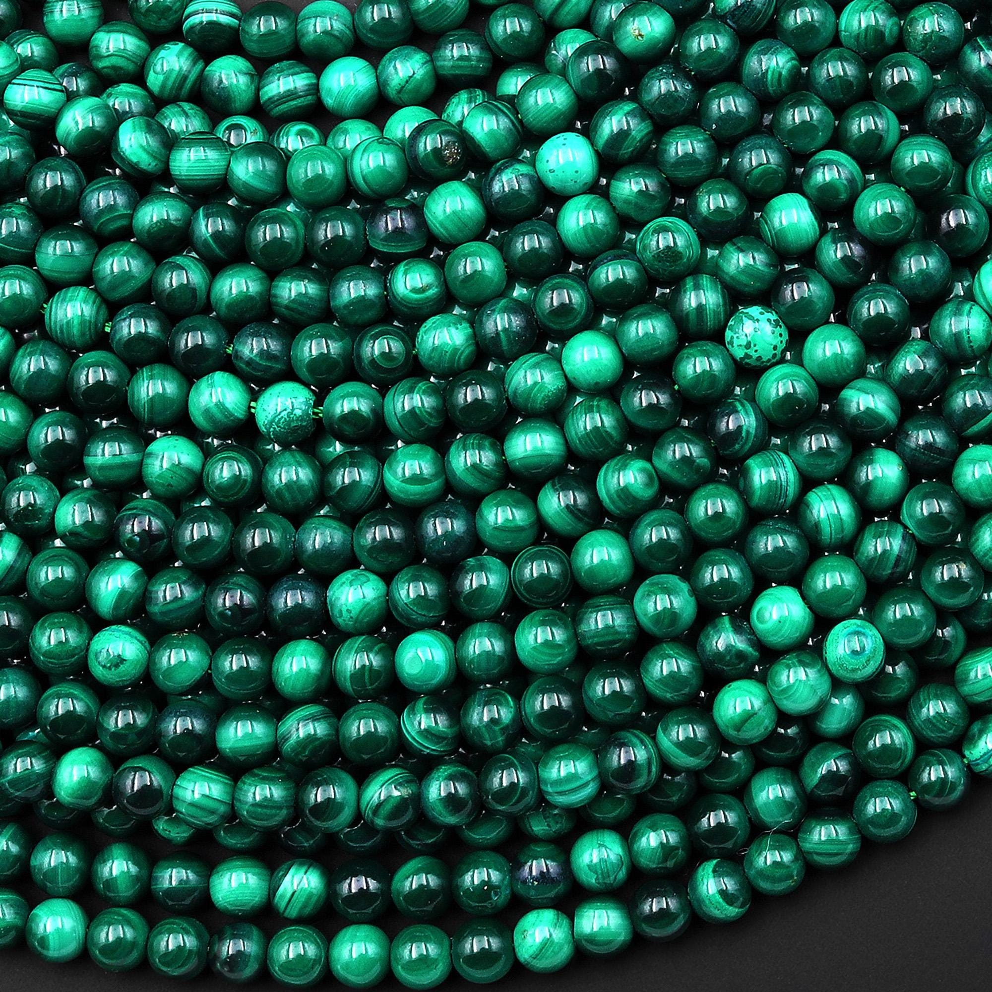 Natural Green Malachite 2mm 3mm 4mm Smooth Round Beads 15.5" Strand