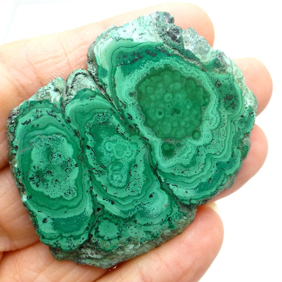 134 Carats Banded Malachite Bullseye Slice Slab For Use In Jewelry Or Lapidary Stone Cutting Bright Green Gemstone