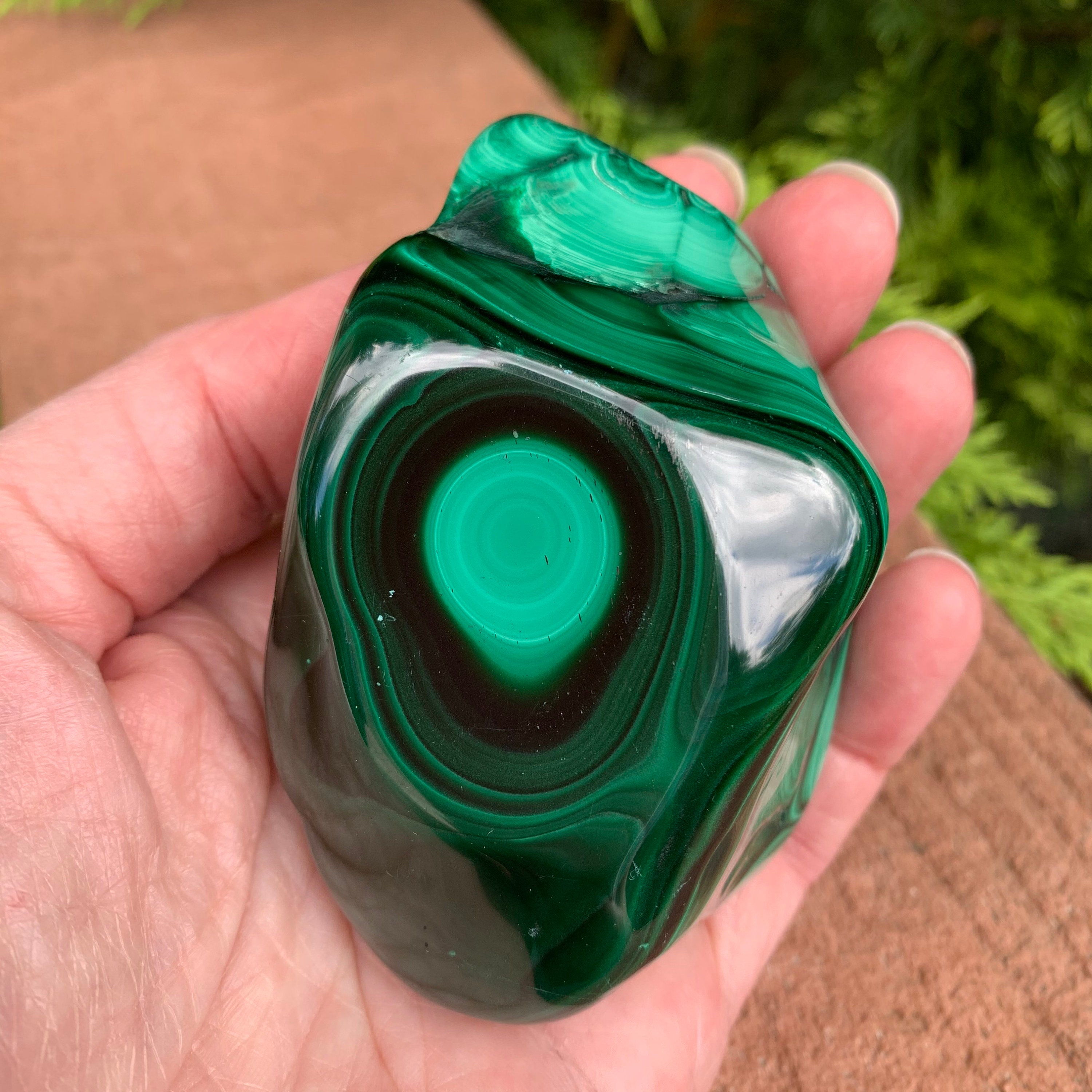 Malachite Crystal 3.3" - Polished Natural Freeform Stone - 346g
