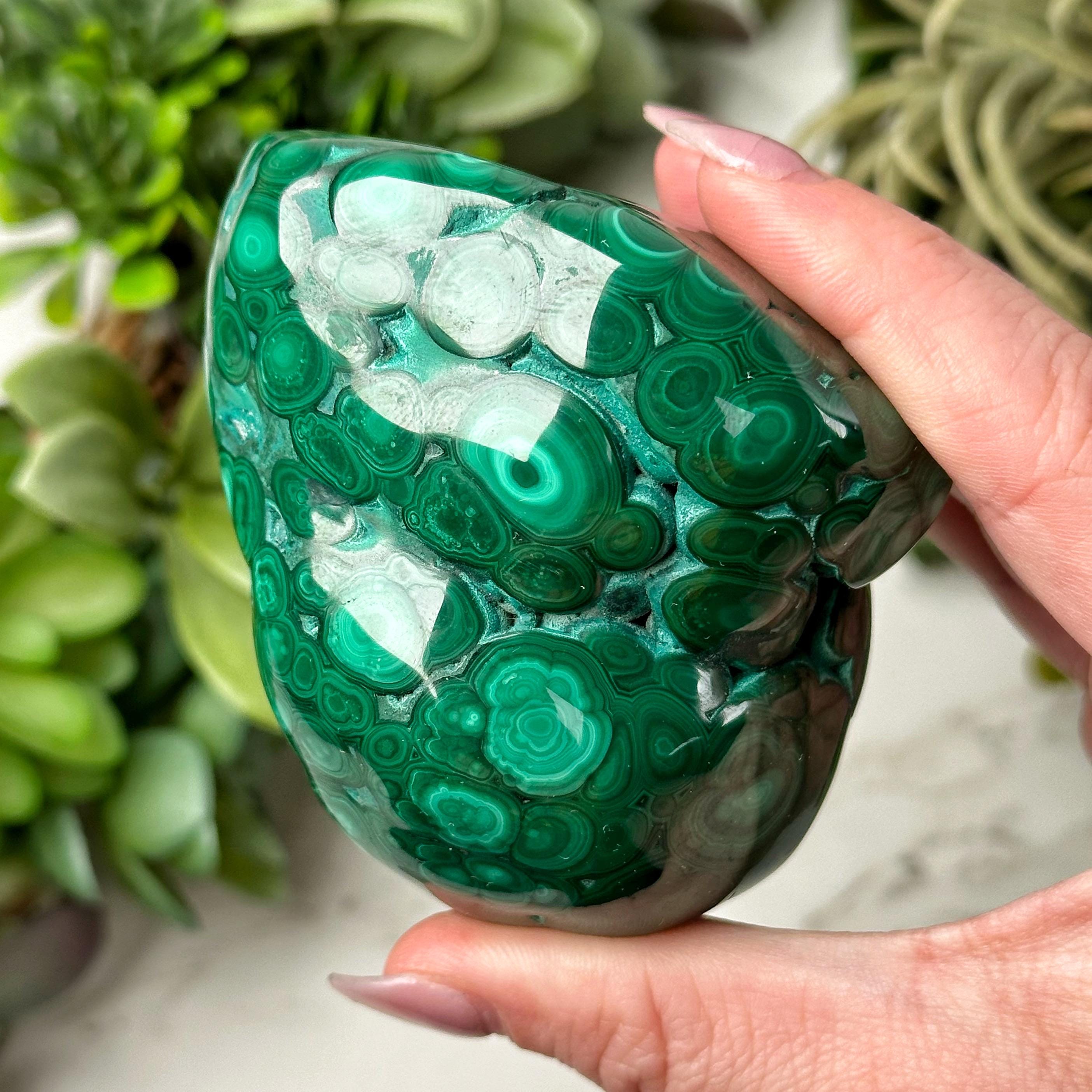 Malachite Freeform | 317g | - #4 (polished Green Crystal Chunk, Heart Chakra, Healing Stone, Love)