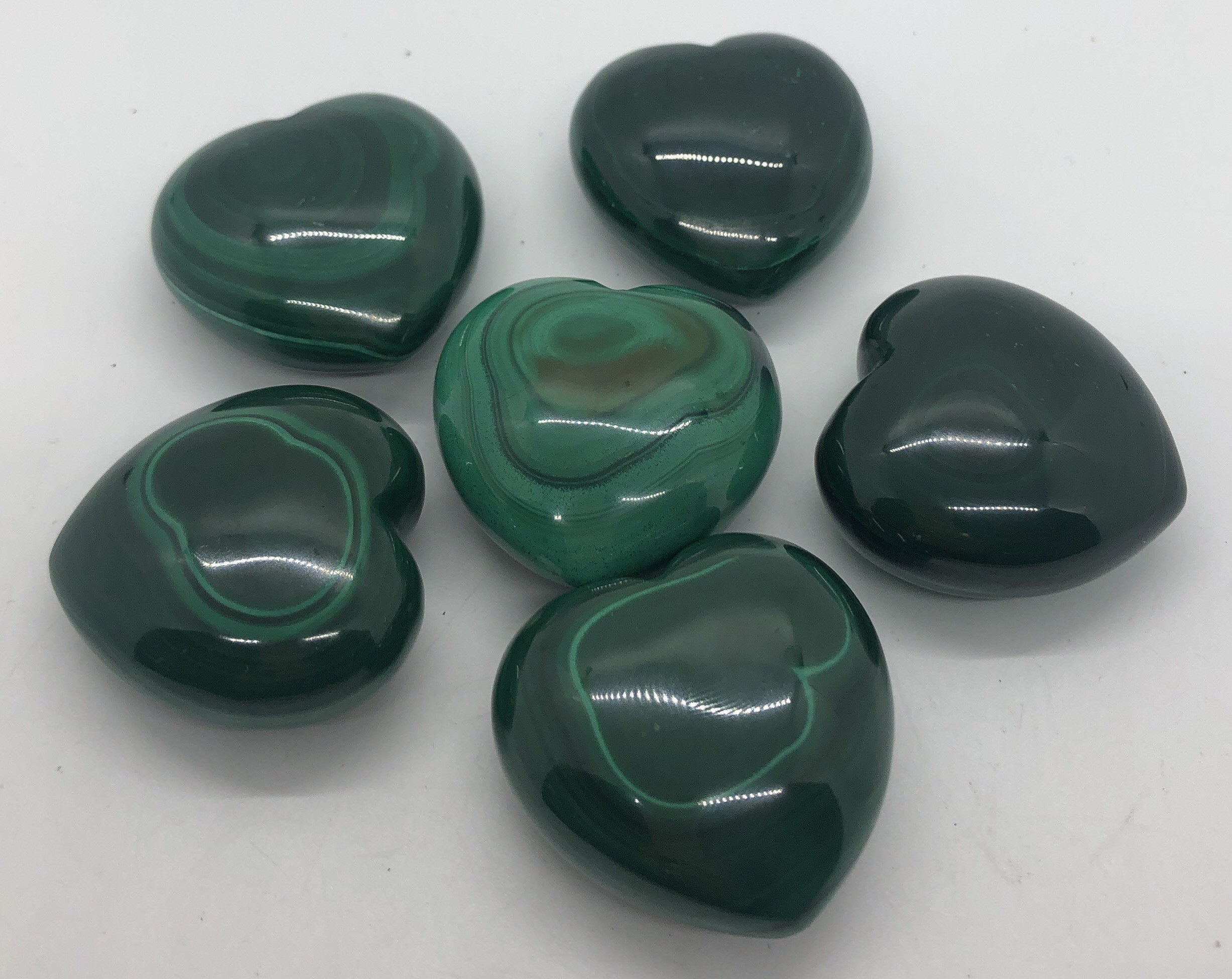 Malachite Gemstone Heart: Healing Crystal, Spiritual Stone (45mm)