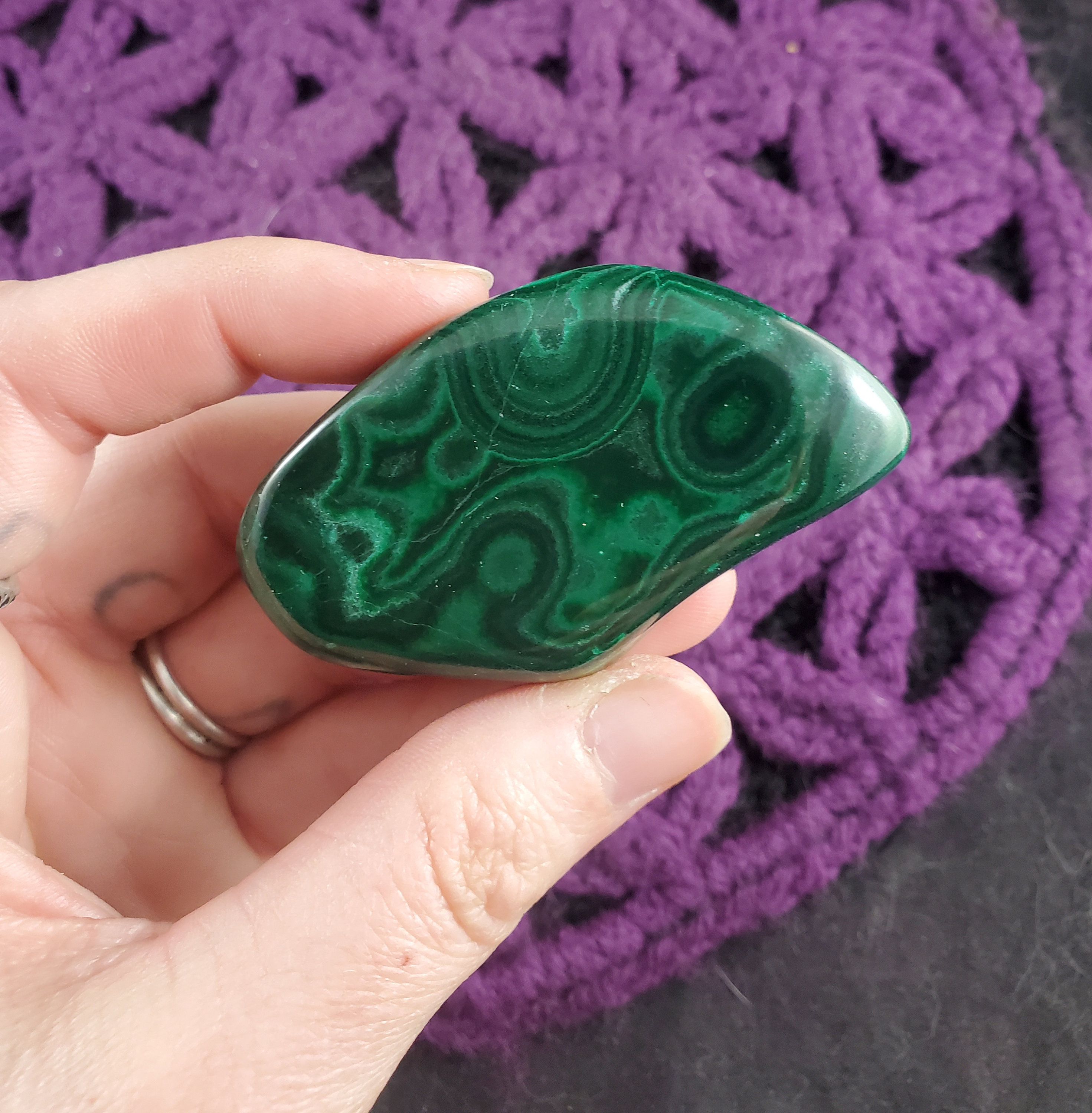 Malachite Green Polished Natural Freeform Crystal Stones Free Form Display Concentric Circles Sacred Geometry Congo Drc Africa