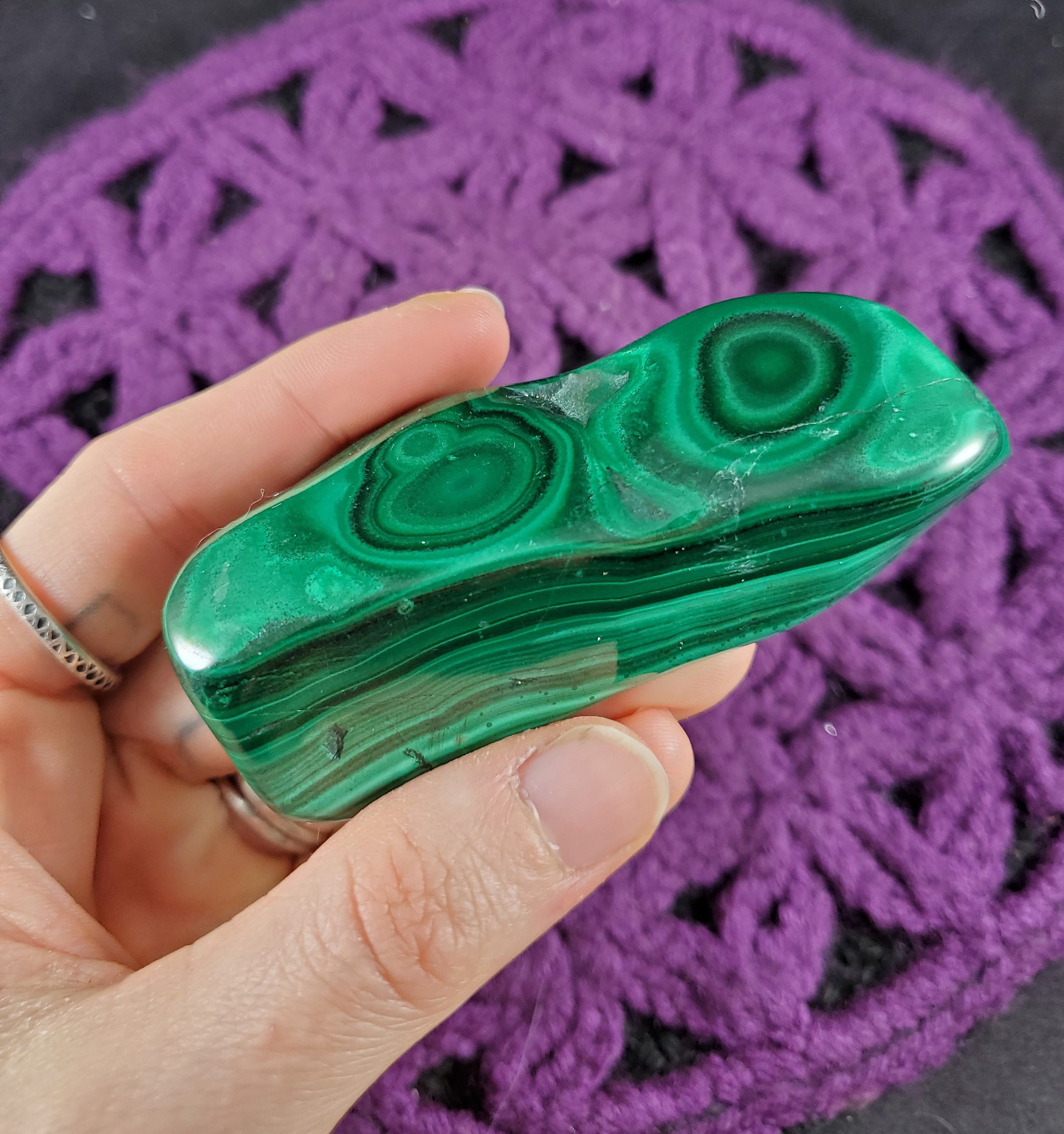Malachite Green Polished Natural Freeform Crystal Stones Free Form Display Concentric Circles Sacred Geometry Congo Drc Africa