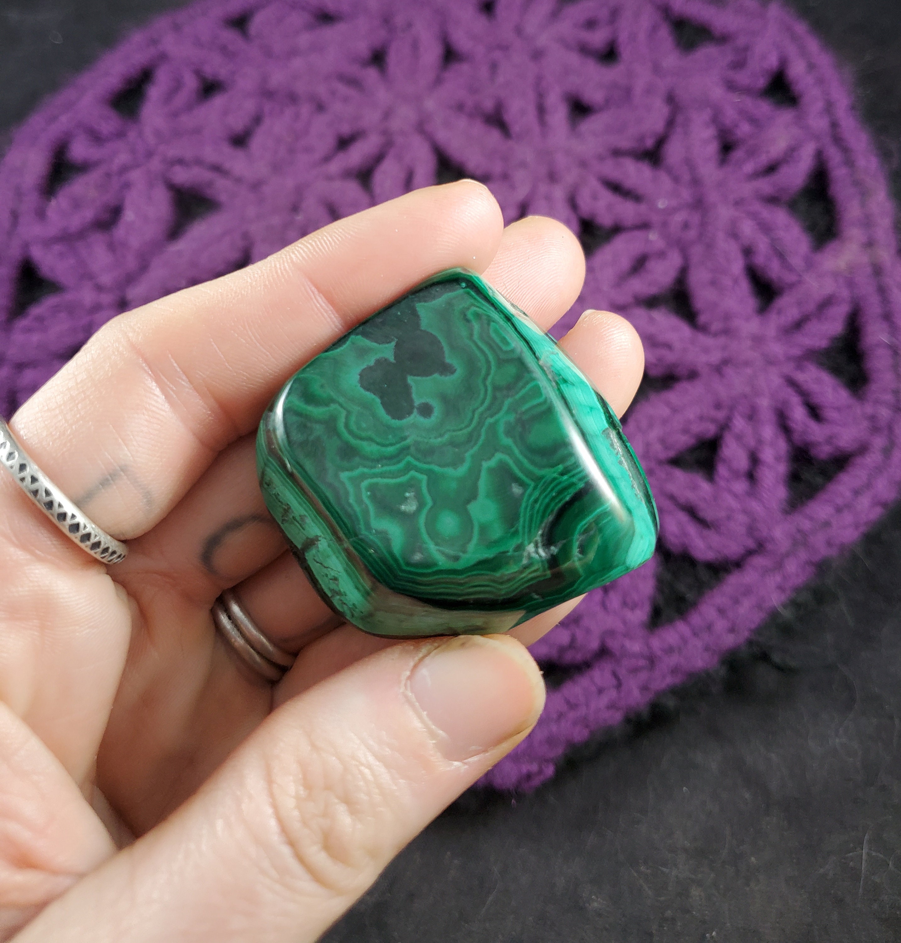 Malachite Green Polished Natural Freeform Crystal Stones Free Form Display Concentric Circles Sacred Geometry Congo Drc Africa