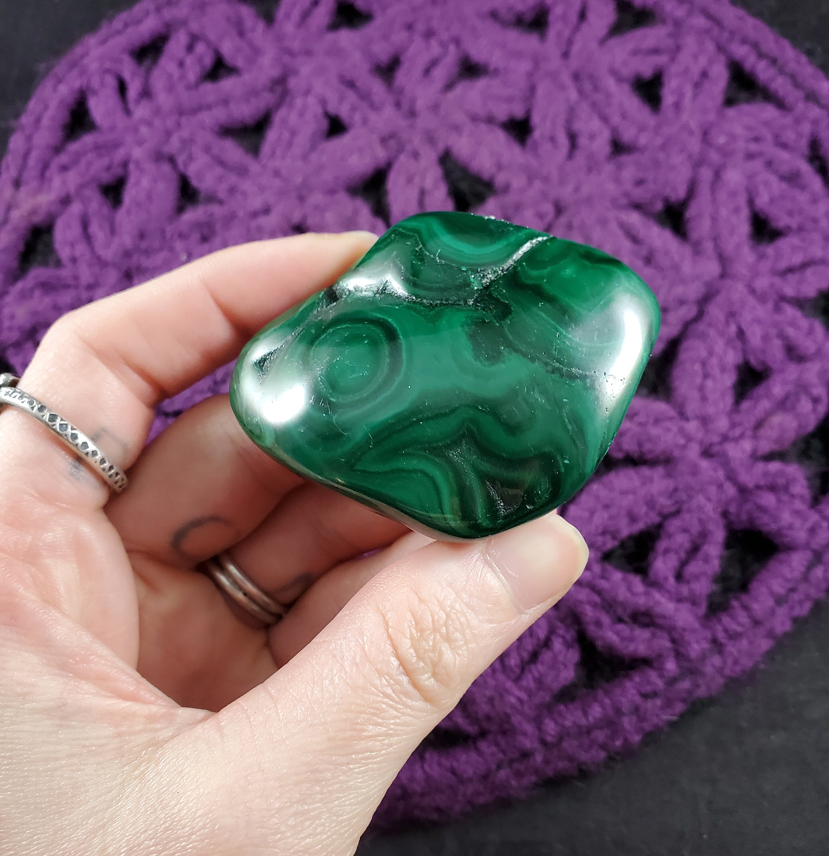Malachite Green Polished Natural Freeform Crystal Stones Free Form Display Concentric Circles Sacred Geometry Congo Drc Africa