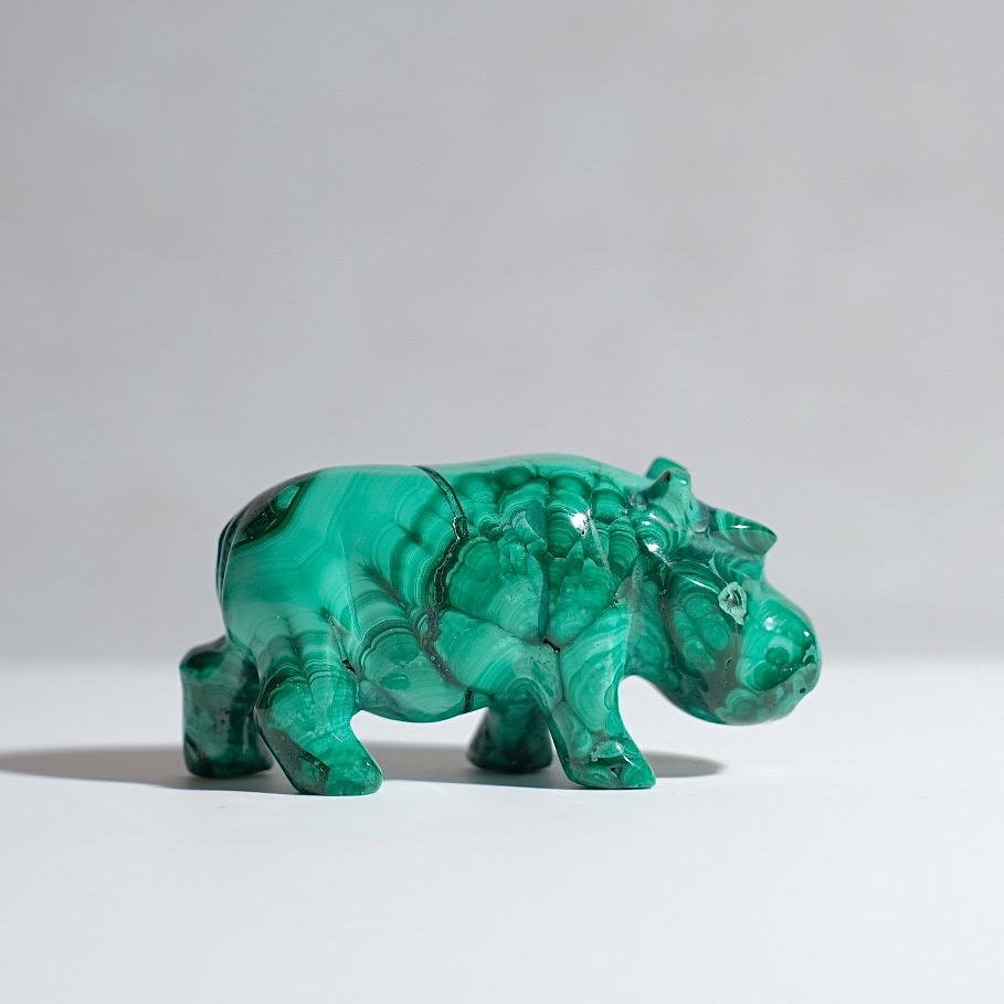 Malachite Hippo Carving | Hippopotamus Crystal Animal Totem Malachite Hippo Carving | Hippopotamus Crystal Animal Totem