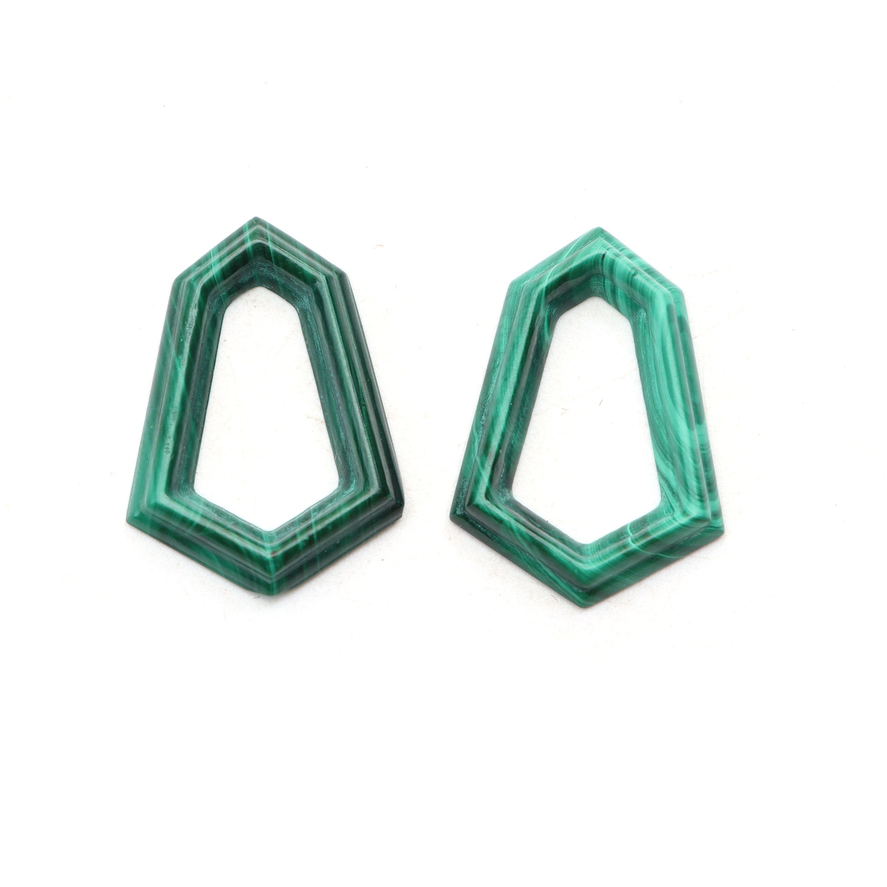 Malachite Kite Carving Loose Gemstone, 17x23.8 Mm, Malachite Jewelry Making Carving Gemstone, Malachite Carving, Pair ( 2 Pieces )