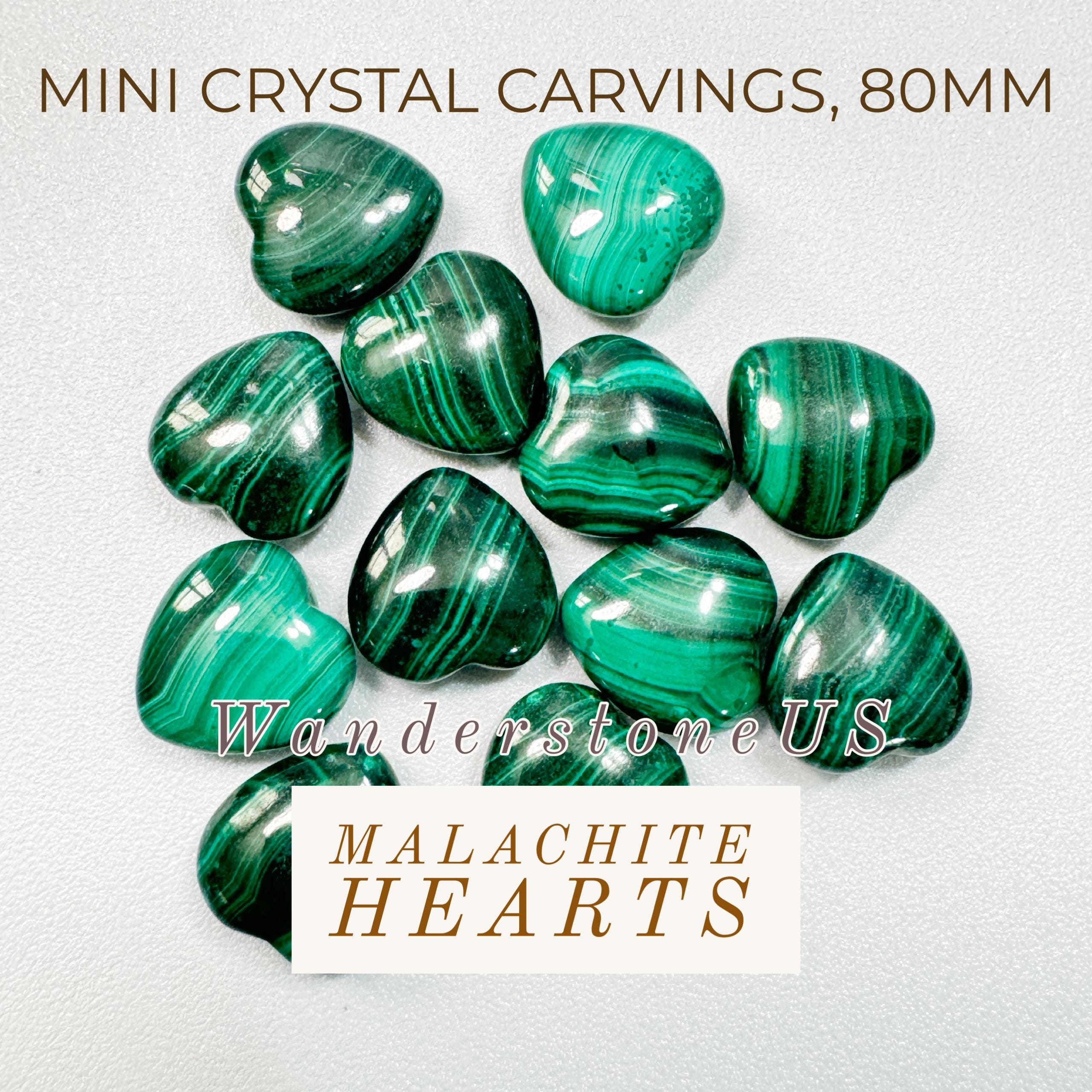 Malachite Mini Heart, Malachite Heart Crystal, Mini Crystal Heart, Crystal Mini Heart