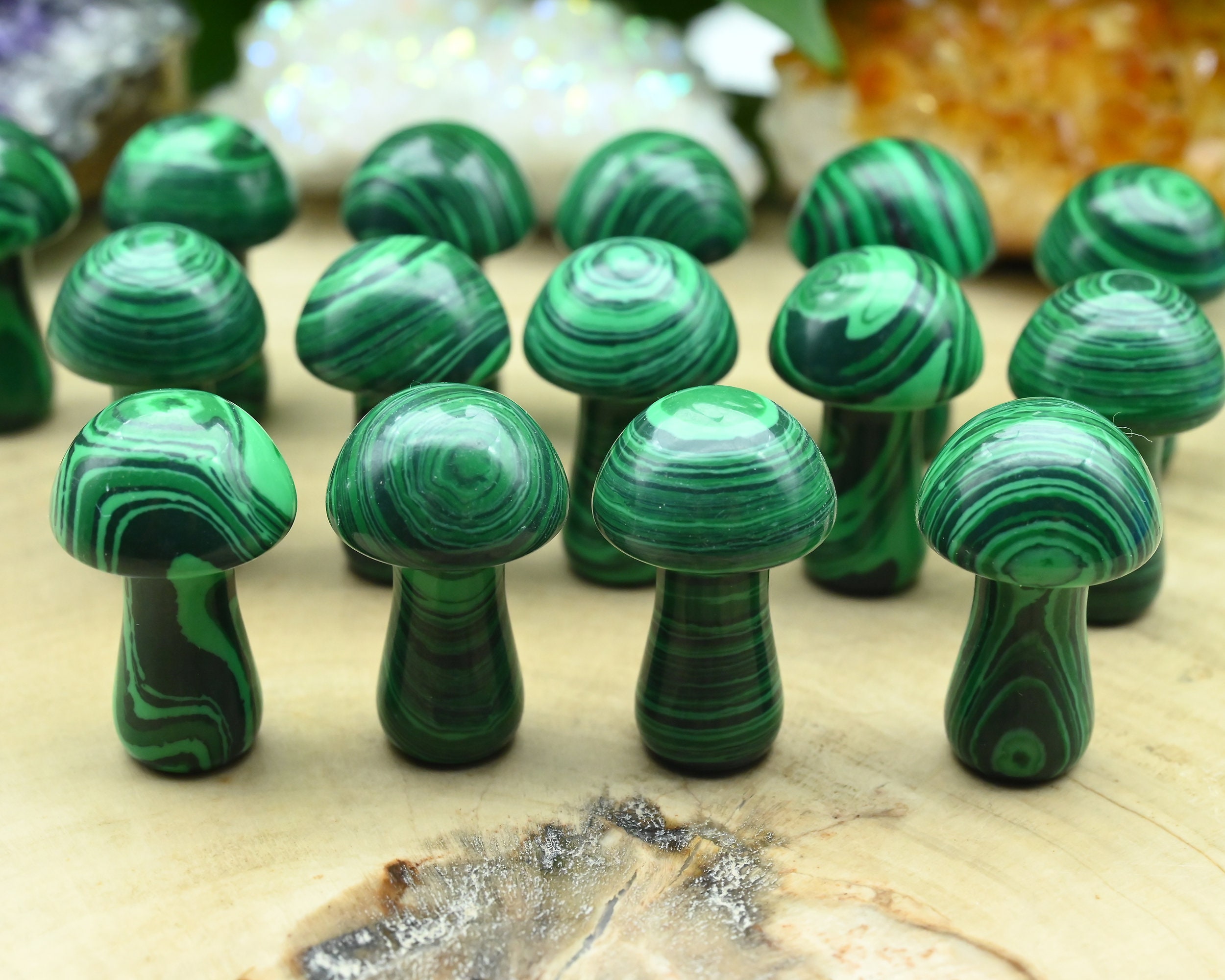 Malachite Mooshroom,hand Carved Mushroom,reiki Healing Crystal,mini Mooshroom Decor,home Decor,for Her Gift,gift Mystery Bag.