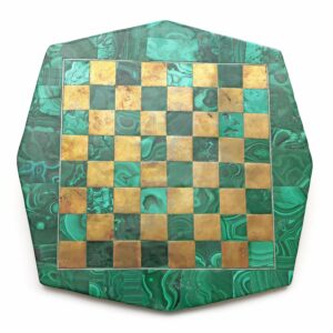 Natural Malachite & Copper Heptagon Chess Board Loose Gemstone, 24x24cm, 1 Piece