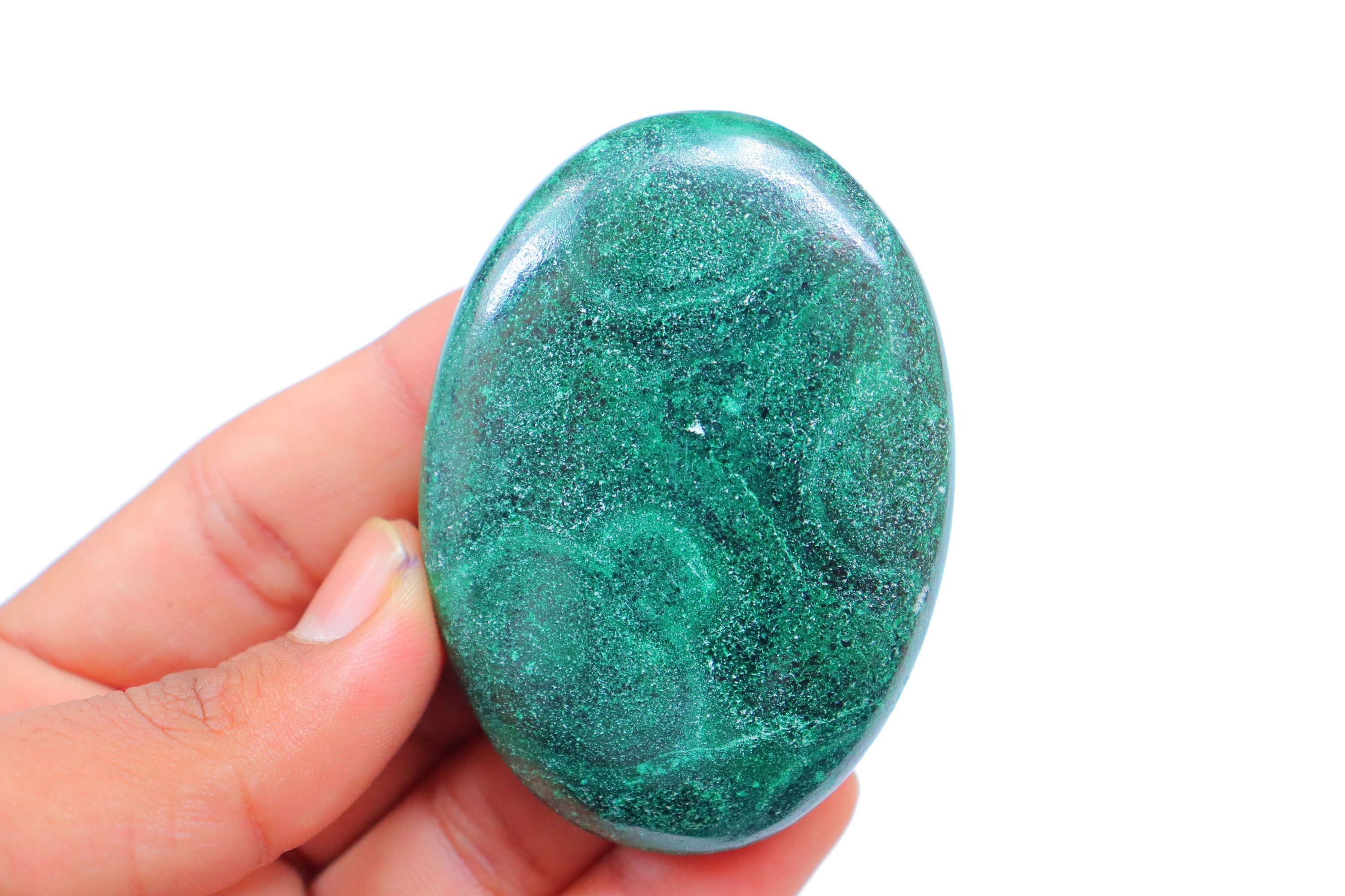 Malachite Palm Stone, Natural Malachite Crystal, Malachite Palmstone / Green Palm Stone / Malachite Thumb Stone / Malachite Polished Stone
