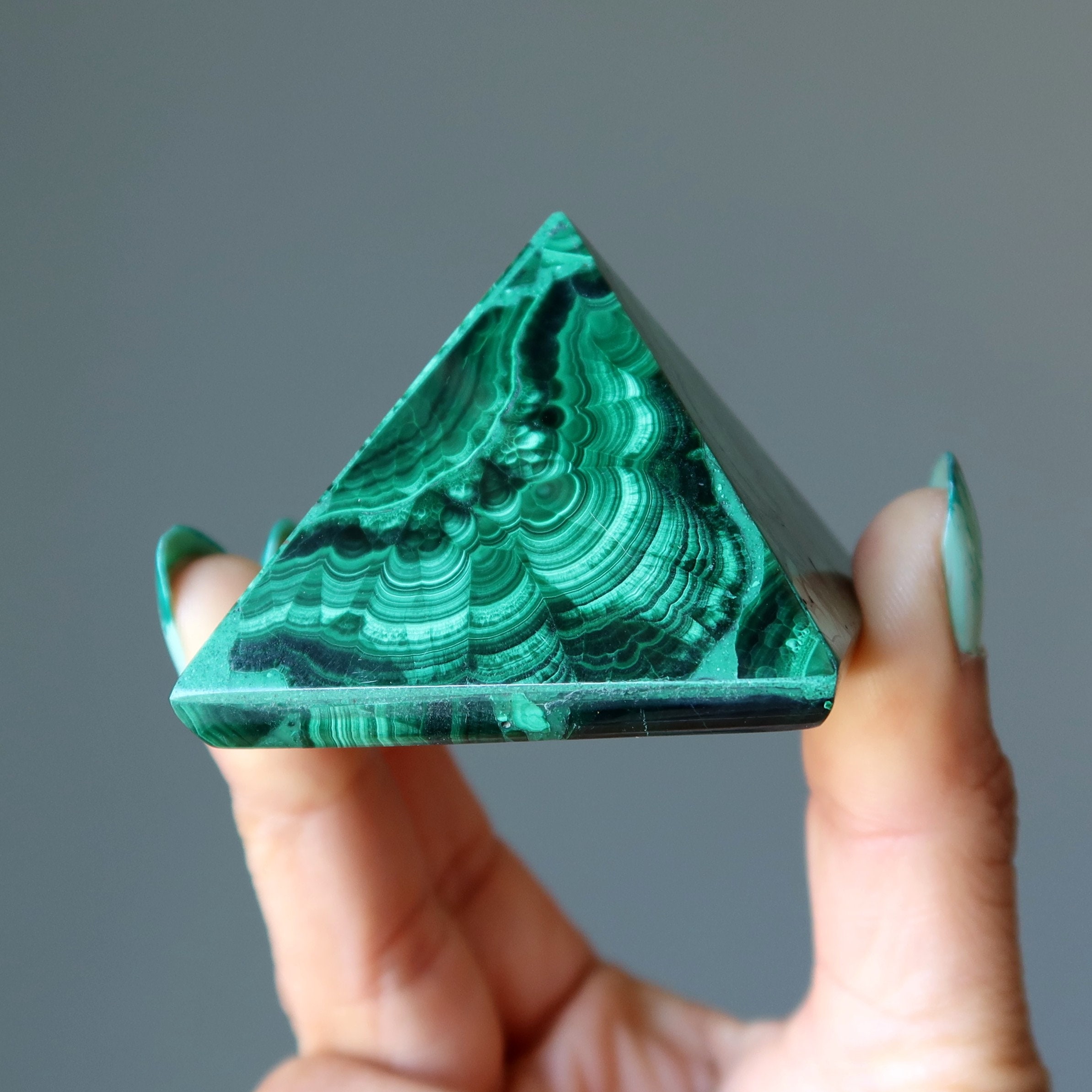Malachite Pyramid Spirit Of Congo Green Healing Crystal Stone