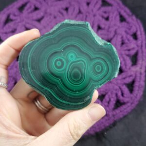 Malachite Slab Polished Slice Crystal Stones Green Banded Circles Sacred Geometry Congo Drc Africa