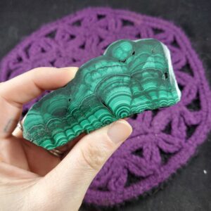 Malachite Slab Polished Slice Crystal Stones Green Banded Circles Sacred Geometry Congo Drc Africa