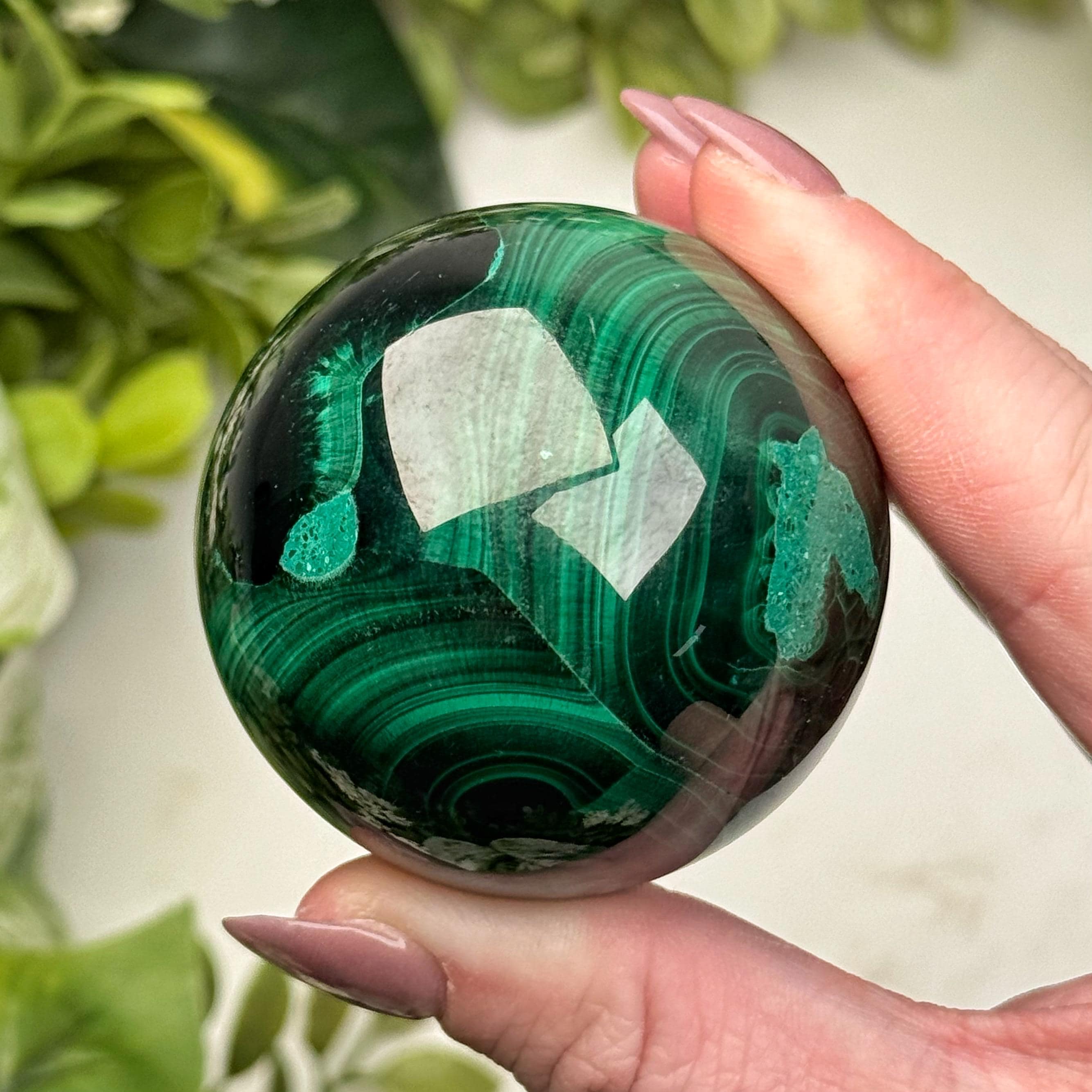 Malachite Sphere | 49mm | - #1 (polished Green Crystal Ball, Heart Chakra, Healing Stone, Love)