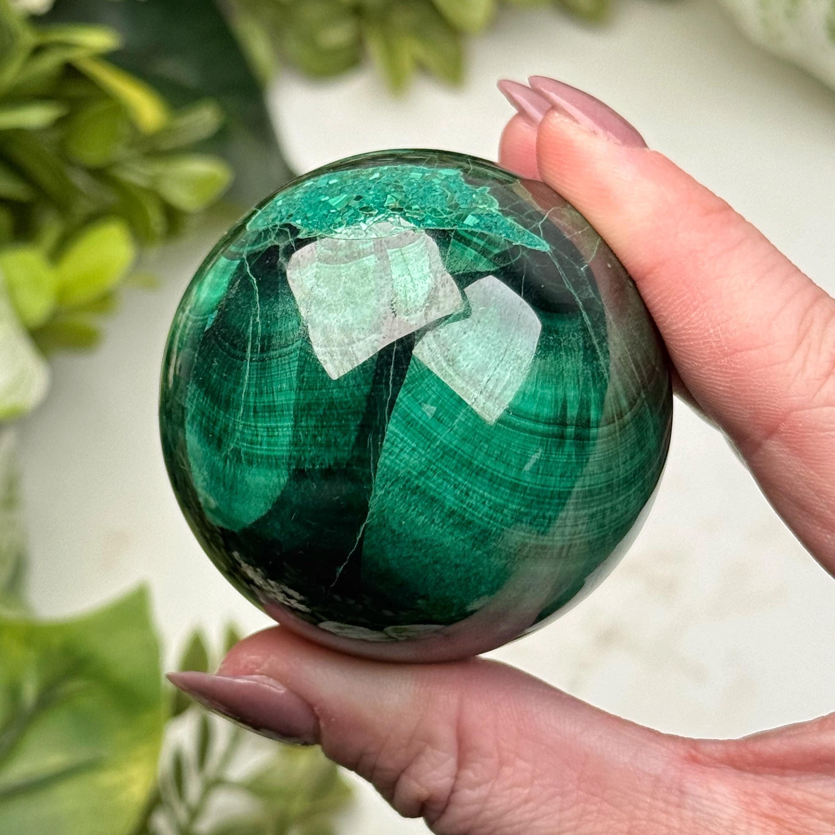 Malachite Sphere | 51mm | - #3 (polished Green Crystal Ball, Heart Chakra, Healing Stone, Love)