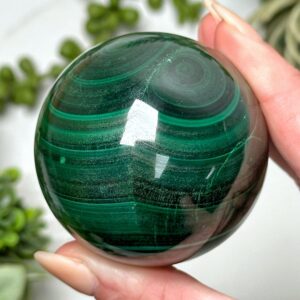 Malachite Sphere | 50mm | - #4 (polished Green Crystal Ball, Heart Chakra, Healing Stone, Love)