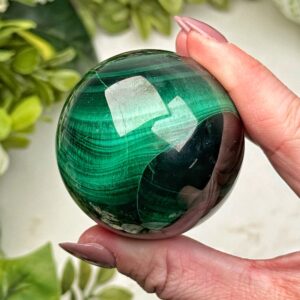 Malachite Sphere | 50mm | - #5 (polished Green Crystal Ball, Heart Chakra, Healing Stone, Love)