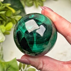 Malachite Sphere | 48mm | - #6 (polished Green Crystal Ball, Heart Chakra, Healing Stone, Love)