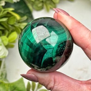 Malachite Sphere | 47mm | - #8 (polished Green Crystal Ball, Heart Chakra, Healing Stone, Love)