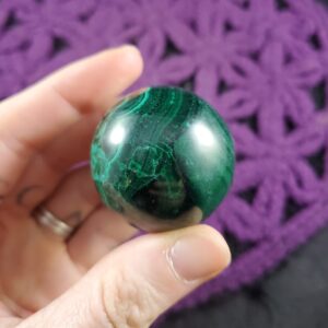 Malachite Sphere Crystal Ball 36mm Stones Carved Polished Striped Green Congo Africa Carving