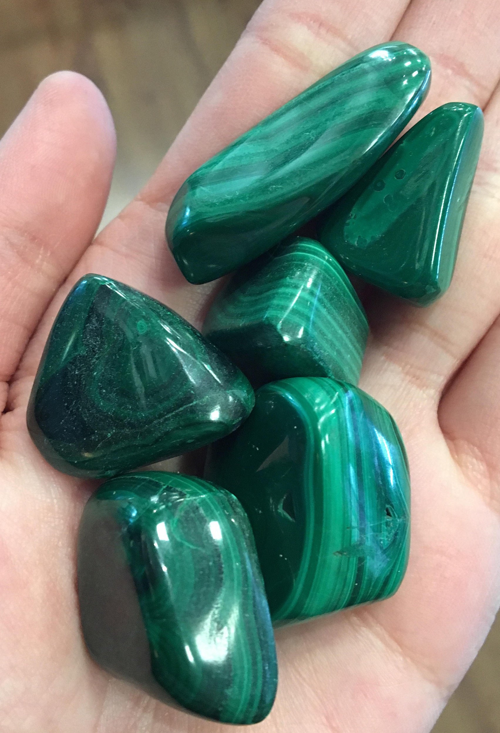 Malachite Tumbled Stone, Heart Chakra Healing Energy, Stone For Travelers Protection, Green Tumbled Stone, Reiki, Altar Grid Stones