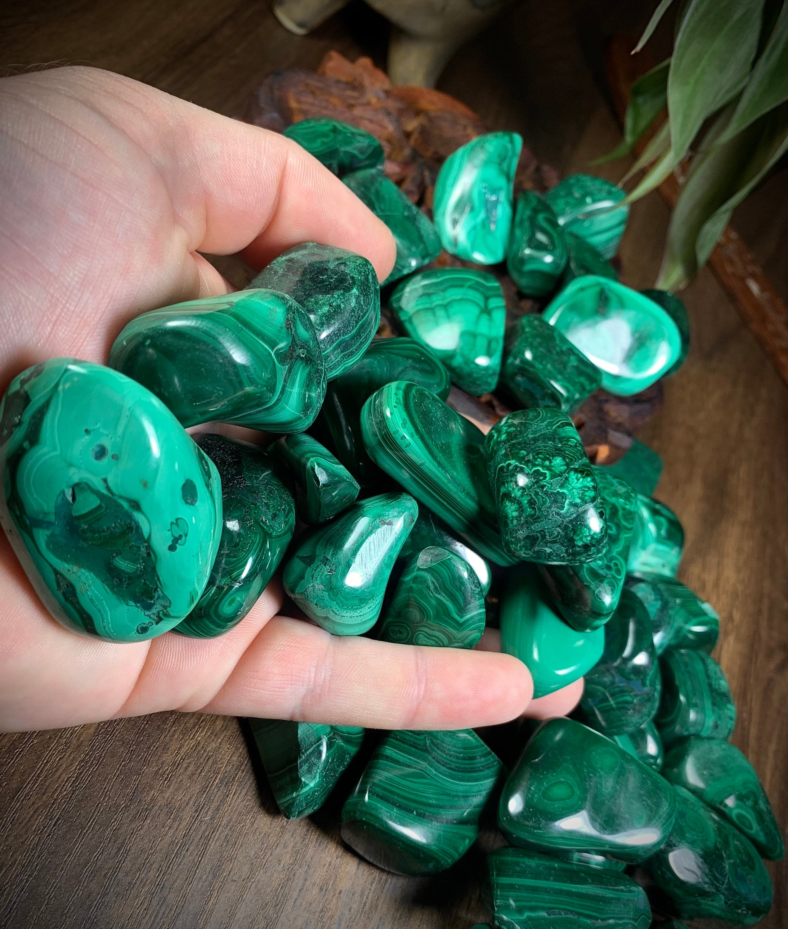 Large Polished Malachite Tumble Stone: Natural Home Decor (1.1-2 Inch)
