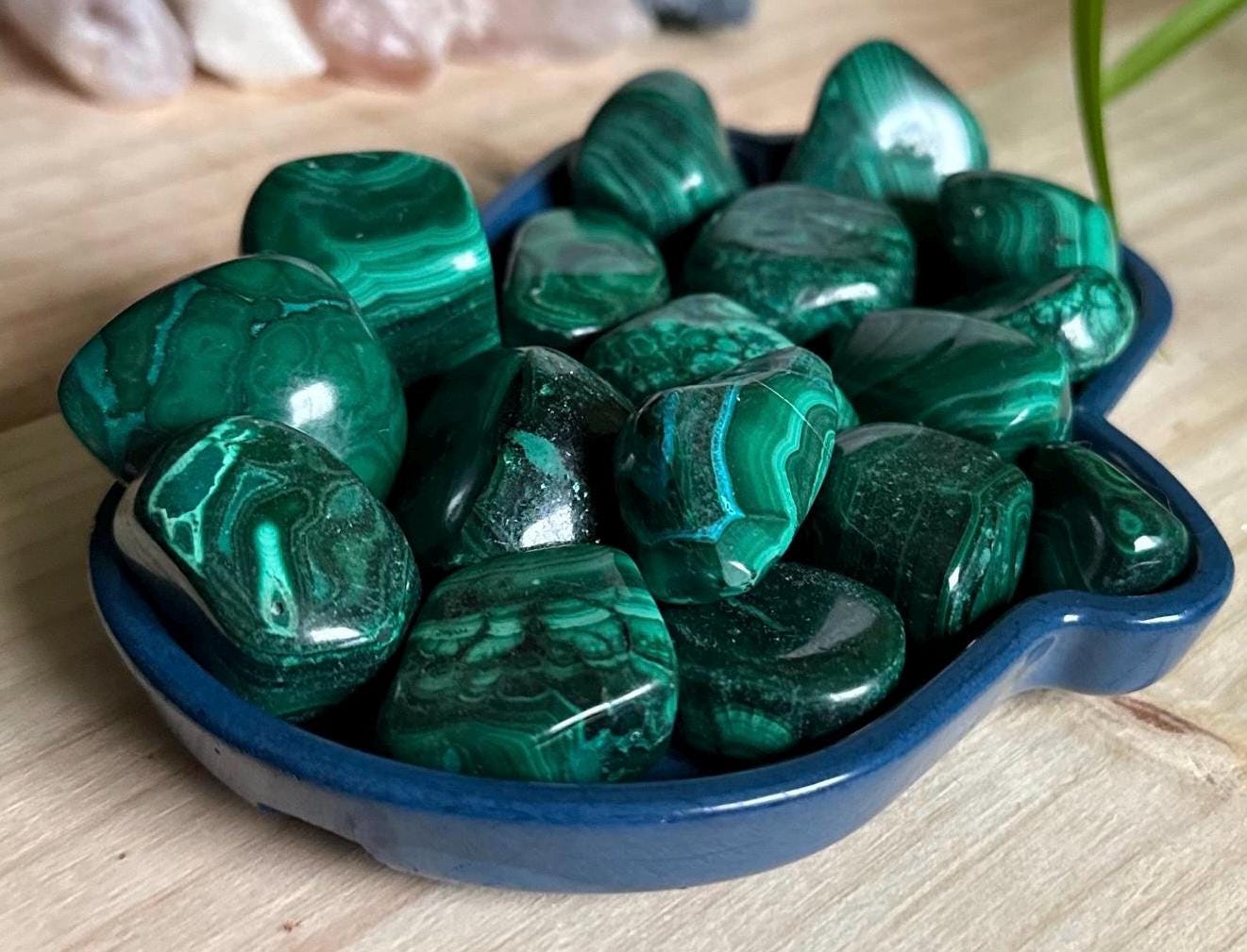 Natural Dark Green Malachite Tumbled Stones: Transformation Crystal