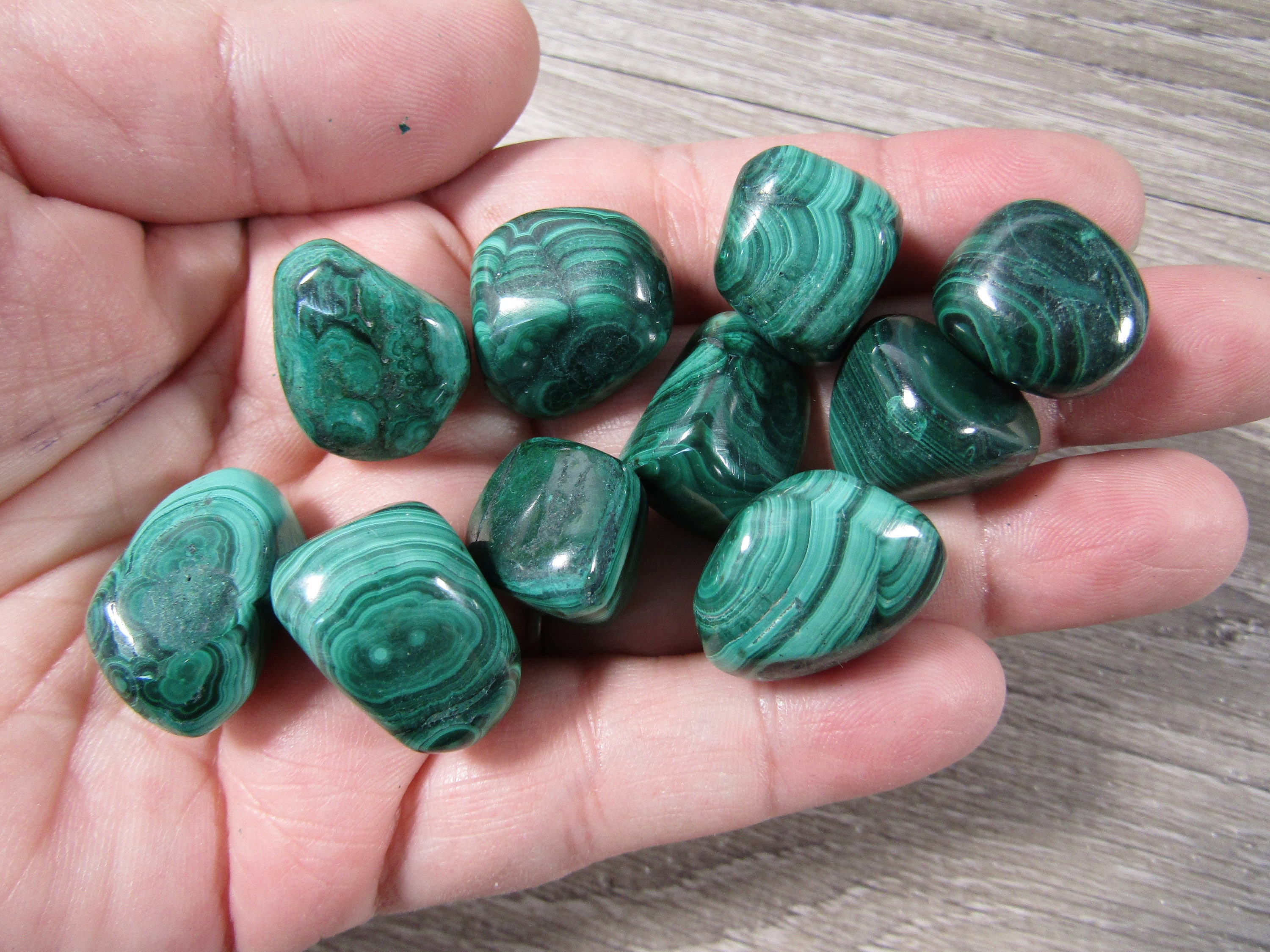 Malachite Tumbled Stone – 1/2" Natural Healing Crystal // Small Pocket Size