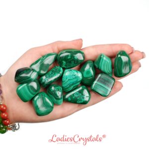 Malachite Tumbled Stone, Banded Green Crystal, Transformation And Altar Ritual Gem Malachite Tumbled Stone, Banded Green Crystal, Transformation And Altar Ritual Gem