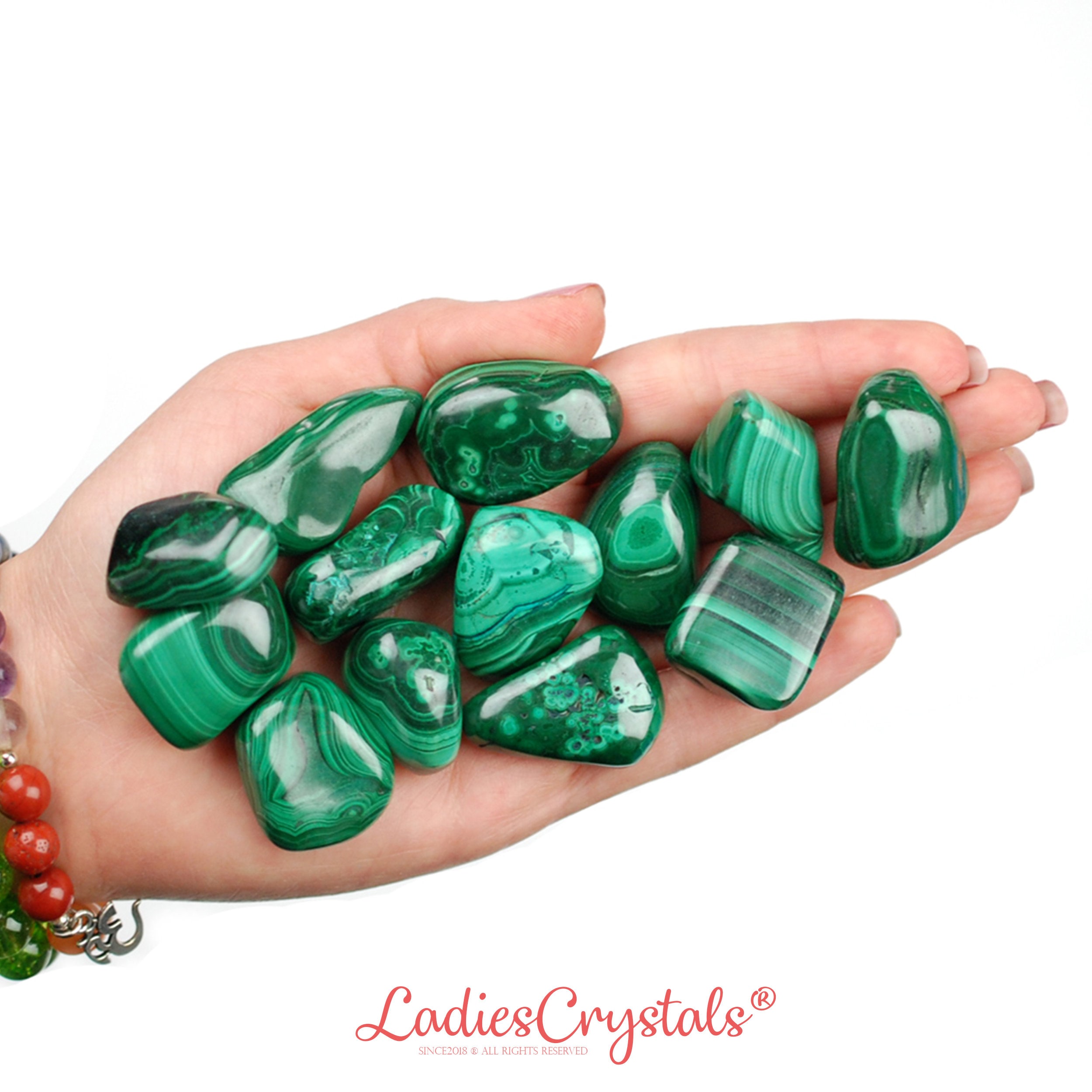 Malachite Tumbled Stone, Banded Green Crystal, Transformation And Altar Ritual Gem