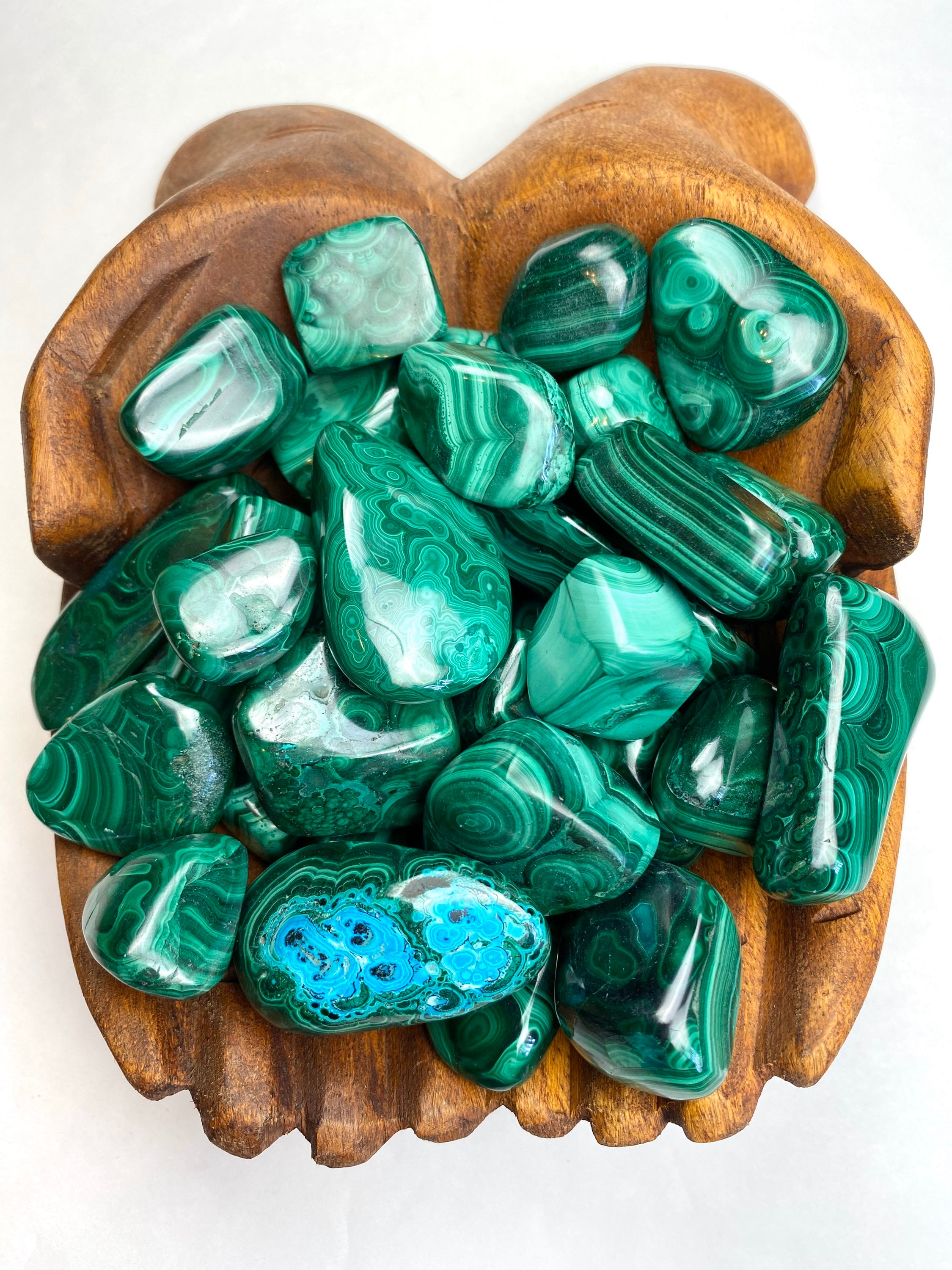 Malachite Tumbled Stone, Polished Pocket Stone, Stone Of Abundance