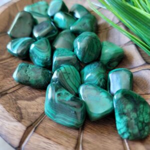 Malachite Tumbled Stone, Protection Crystal Malachite Tumbled Stone, Protection Crystal