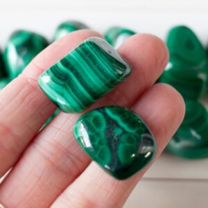 Malachite Stone | Small Tumbled Malachite. High-Quality, Hand Polished Malachite. Green Striped Stone, Natural Shape Malachite Stone | Small Tumbled Malachite. High-Quality, Hand Polished Malachite. Green Striped Stone, Natural Shape