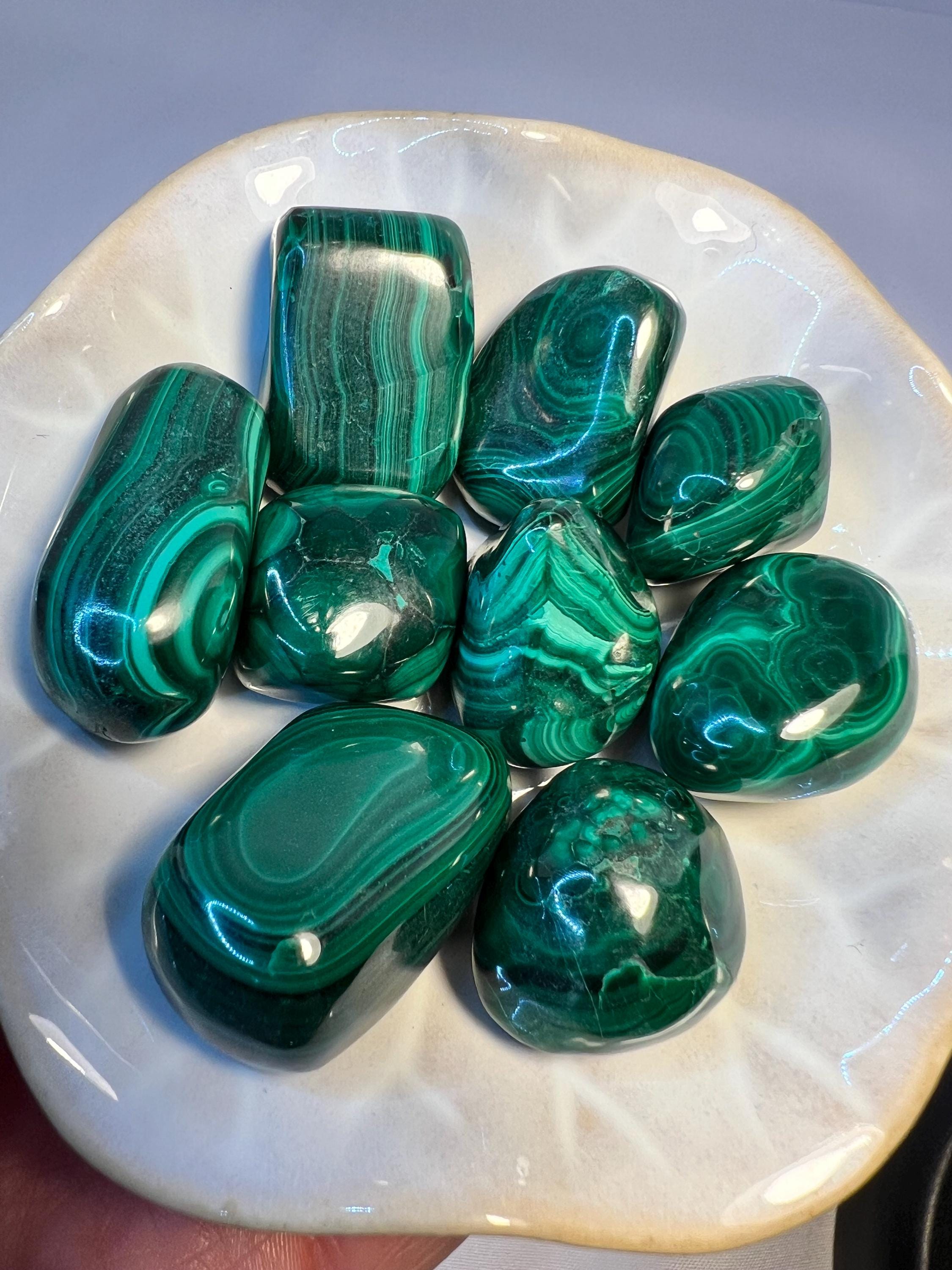 Malachite Tumbled Stones Small & Large, Polished Crystal, Green Stone, Healing Crystal, Protection Stone, Pocket Stone Gift