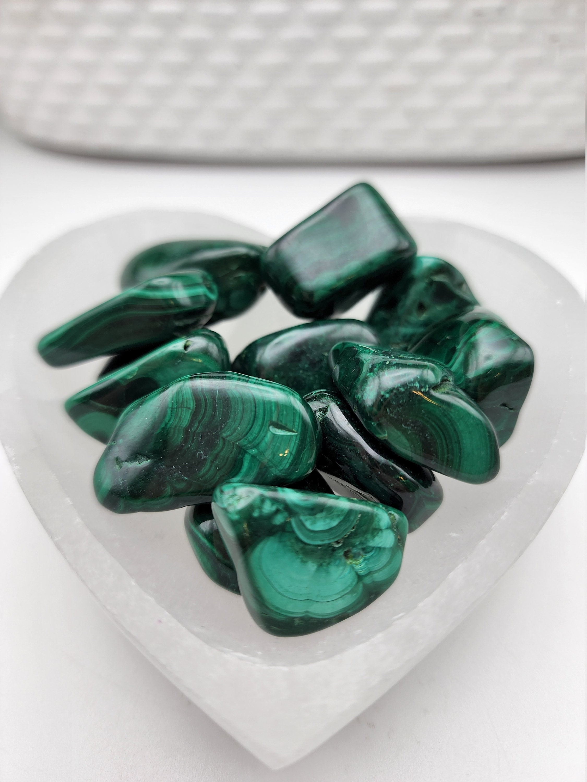 Malachite, Malachite Tumbled Stones, Medium 0.75" - 1.25", Fast Shipping, High Quality, Ethically Sourced Crystals