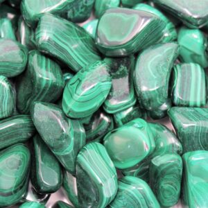 Malachite Tumbled Stones, Medium: Choose Ounces or lb Bulk Wholesale Lots ('A' Grade Crystals)