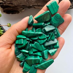 Malachite Tumbled Stones, Mini Crystal Chips Malachite Tumbled Stones, Mini Crystal Chips