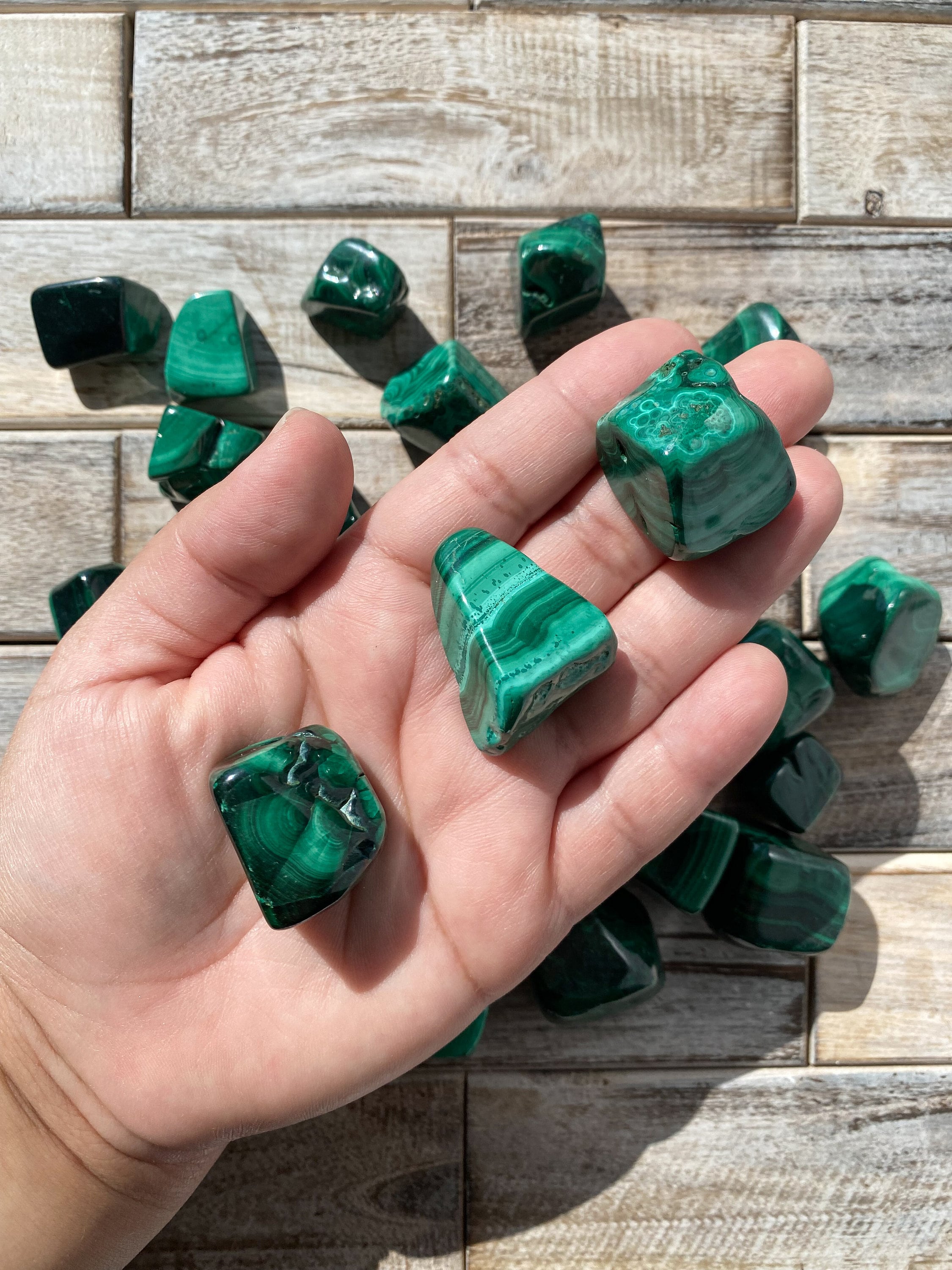 Malachite Tumble | (1) Intuitively Chosen Malachite Tumble | Small Malachite Tumbled Stone