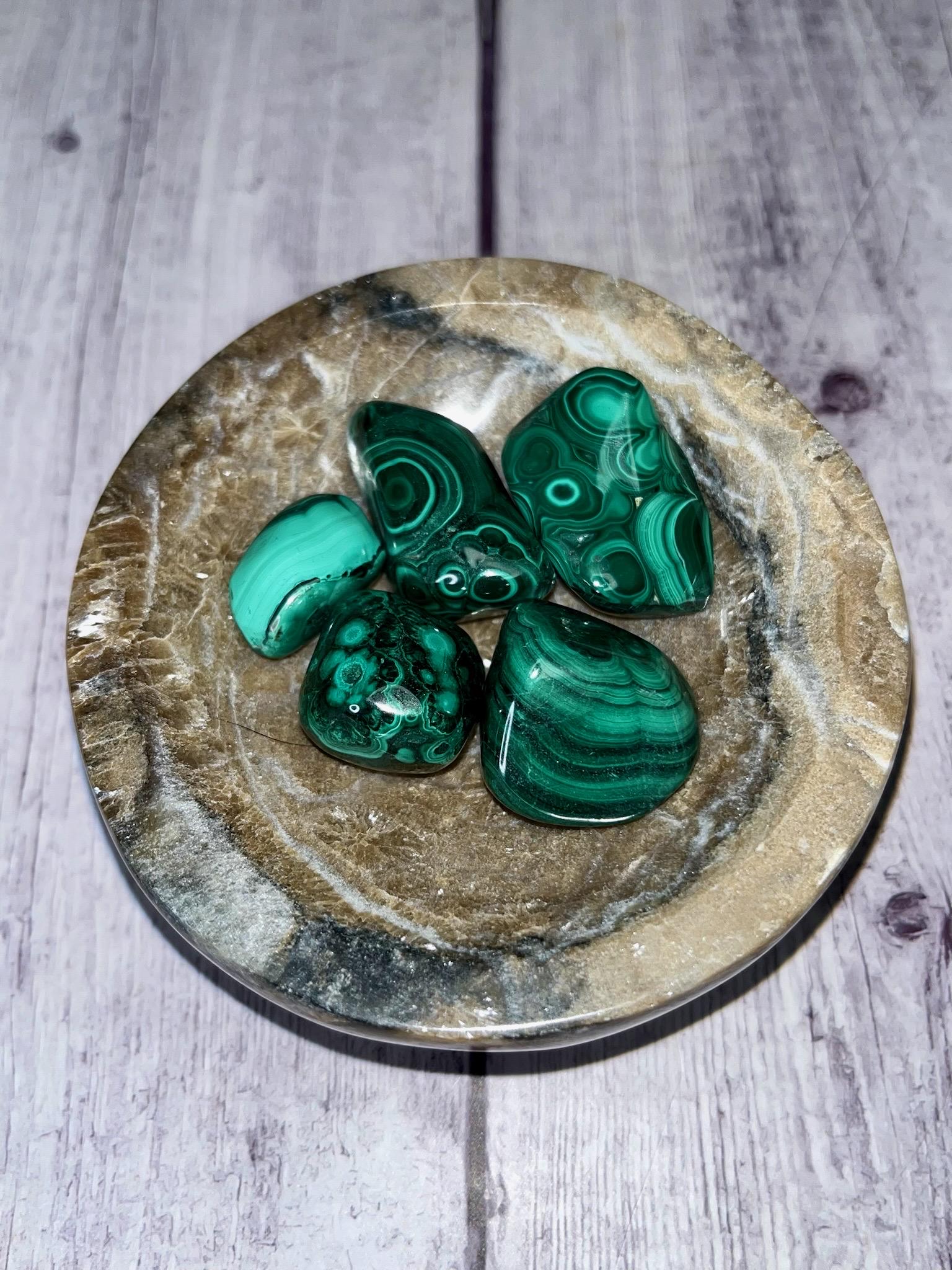 Malachite Tumbles, Natural Malachite, Mined In Congo.