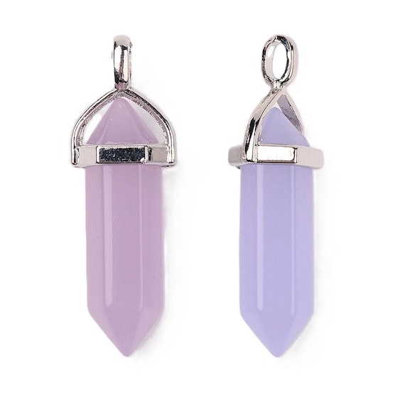 Malaysian Jade Hexagon Wand Pendants Lilac 8x38mm Pack Of 2