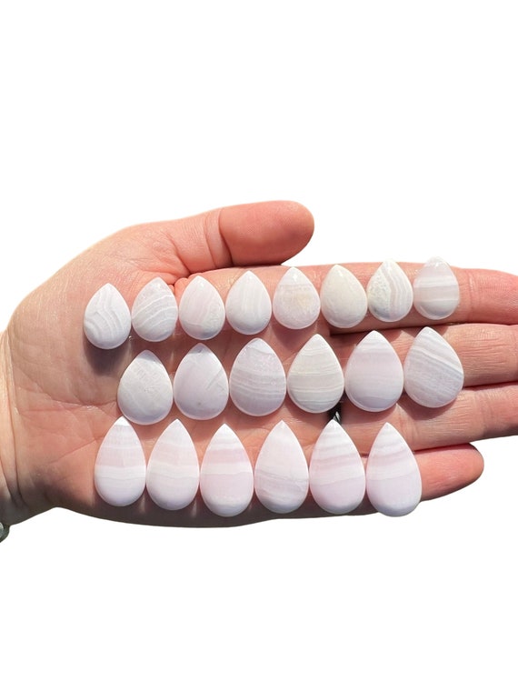 Mangano Calcite Stone Cabochon Teardrop (0.7" - 1") Pink Calcite Crystal Cabochon - Polished Mangano Calcite Gemstone Cabochon - Pink Stone
