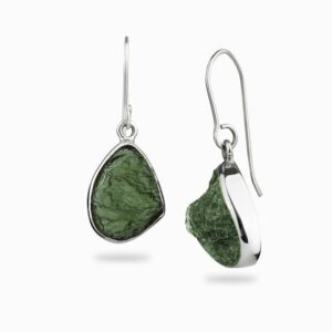 Marvelous Pair Of Raw Moldavite Earrings Wrapped In Sterling Silver, Moldavite Ear Studs, Czec Moldavite, 925 Solid Sterling Silver Studs