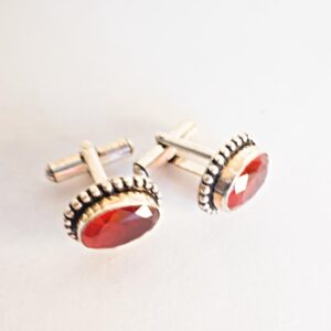Mens Gift,  925 Sterling Silver Red Garnet Men's Cufflinks, Gemstone Cuff links,  Mens Jewelry, Groom gift, January Birthstone, Cufflinks